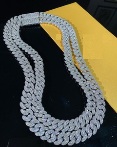 16MM totalmente helado cadena cubana VVS1 Moissanite 14K oro blanco acabado plata esterlina 925 diamante probador colgantes tipo encantos - Product Image 2