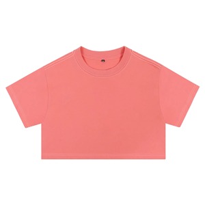 Camisas cortas lisas personalizadas 100% algodón de alta calidad transpirable verano moda Crop-top ropa informal de moda camisa corta para mujer - Product Image 1