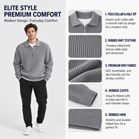Pull tricoté décontracté pour homme FNJIA, anti-rides, demi-zip, chaud pour l'hiver, gris, nouveau design tricoté