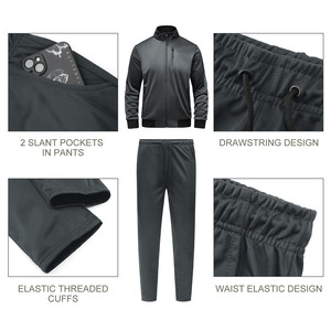 Gran oferta de chándales de lana de poliéster con cremallera completa para hombre, cuello levantado, bolsillo con cremallera, parte inferior de costilla en contraste, estilo callejero bordado 3D - Product Image 5