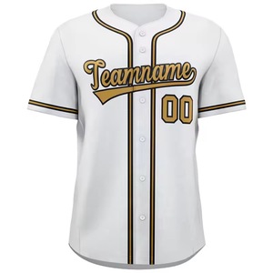 Custom Blue White Baseball <b>Shirts</b> with Embroidered Logos Breathable 100% Polyester V-neck Uniforms for Men Custom Team Names - Product Image 5