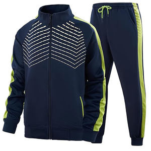 Tenues actives 2 pièces coupe-vent et respirantes pour hommes Taille XL Sweat-shirt à manches longues avec fermeture éclair complète Vestes imprimées Pantalons Ensembles de survêtements - Product Image 3