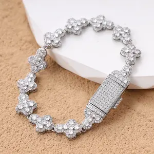 Exclusive Top Icy Iced Cubic Zirconia Cloud Hip Hop Chain And Link <b>Bracelet</b> Geometric Gold Plated Brass For Women And <b>Mens</b> Gift - Product Image 4