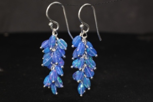 Pendientes de piedra de nacimiento de Plata de Ley 925 hechos a mano con ópalo azul Natural, racimo de cuentas, joyería de regalo para fiesta de boda para mujer - Product Image 4