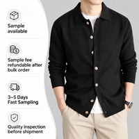 Cardigan en tricot jacquard à col revers pour homme FNJIA, manches longues, boutons sur le devant, style Old Money, pour l'automne et l'hiver, plusieurs couleurs