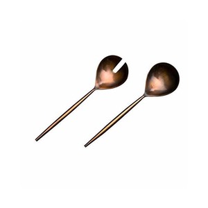 Manche en brindille et feuille dorées avec design de luxe, couverts à dessert, cuillères à salade en acier inoxydable poli argenté - Product Image 2