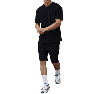 Conjuntos de pantalones cortos informales de verano de algodón para hombre, camiseta de manga corta, pantalones cortos, conjunto de chándal sólido, ropa de marca para hombre, conjuntos de 2 piezas - Product Image 1