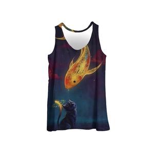 Custom Sublimation Full Printed Quick Dry Breathable Seamless Casual Cotton Bamboo Fiber <b>Men</b> Women Gym Tank Tops Sport <b>Singlet</b> - Product Image 1