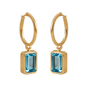 ต่างหูห่วงอัญมณีสีฟ้ารูปแปดเหลี่ยมสีทอง14K สำหรับผลิตเครื่องประดับ - Product Image 1