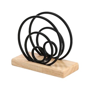 Servilletero de anillo negro moderno con base de madera para mesa, restaurante, hotel, uso de boda, precio al por mayor - Product Image 6