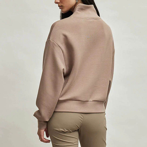 Sweat-shirts à demi-zip pour femmes, manches longues, en molleton surdimensionné, sweat-shirts à capuche courts pour filles, pull à capuche court pour femmes, sweat-shirts à demi-zip pour femmes OEM - Product Image 3