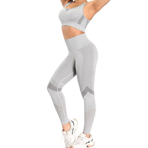 Vente en gros d'ensemble de yoga sans couture vêtements de sport pour femmes tenue d'entraînement deux pièces vêtements de gym avec pantalon et soutien-gorge fournisseur de vêtements de fitness - Product Image 4