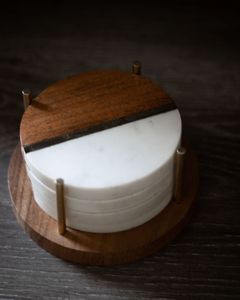 Posavasos de Madera y Mármol de Primera Calidad, Duradero, 400 mm de Diámetro, Personalizable, Diseño Moderno y Lujoso para Fiestas, Cenas y Entretenimiento en el Hogar - Product Image 4