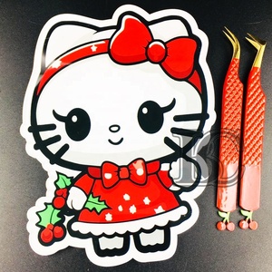 Nueva llegada Venta al por mayor Color rojo Hello Kitty Acrílico pestañas azulejos herramienta de belleza sostenible pestañas magnéticas azulejos de visón embalaje - Product Image 1
