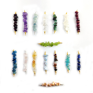 Delicado Esmeralda Chips Bead Bar Chapado en oro Conector de plata esterlina Charm Birthstone Crystal Bead Bar Colgante para hacer joyería - Product Image 4