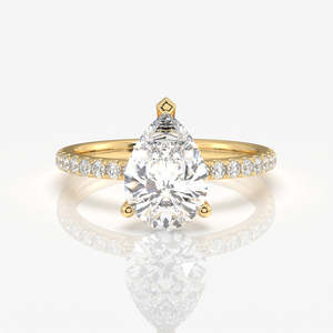Bague en or 14 carats avec pavé de diamants moissanite et coupe poire élégante - Product Image 1