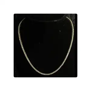 Gecertificeerde Natuurlijke Diamanten Tennisketting 14kt Goud Hartvormig En Cubaanse Stijl 17 Inch Hiphop Diamanten Sieraden Gemaakt In India