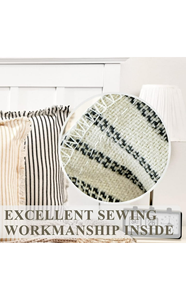 Housse lombaire moderne 20''x12'' en coton rayé tissé écologique, garnissage en polyester thérapeutique, amovible, lavable, 400TC, fermeture éclair - Product Image 6