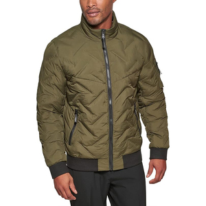 Chaqueta acolchada de nailon para hombre, chaqueta negra de invierno estilo callejero, cuello con capucha, cremallera, lavada, resistente al agua, a prueba de viento - Product Image 1