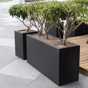 Jardinière rectangulaire moderne en métal, pot de fleurs thermolaqué, jardinière extérieure extra-large pour jardin - Product Image 4