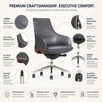 Chaise de bureau de direction en cuir de qualité supérieure, ergonomique, avec base en aluminium et mécanisme d'inclinaison multi-verrouillage