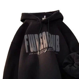 Sweat-shirts à capuche en coton biologique 100% avec logo personnalisé, anti-boulochage, côté avant bouffant, pour l'hiver - Product Image 2