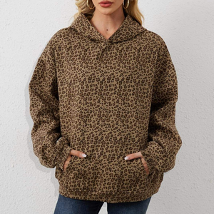 Sudadera con Capucha de Felpa 100% Algodón, Estampado de Leopardo Personalizado OEM, Manga Larga, Estilo Vintage, Impresión DTG, Corte Regular, Cierre de Cremallera, Transpirable para Invierno - Product Image 2