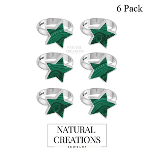 925 bague en argent Sterling lunette réglage Malachite pierre précieuse étoile forme tranche naturelle classique fête de mariage unisexe - Product Image 4