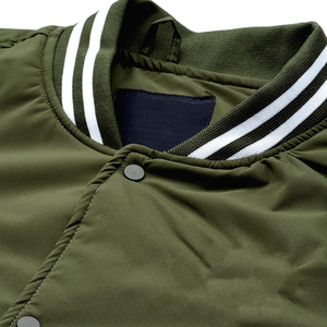 Vestes universitaires en coton personnalisées pour homme, hiver, logo frontal, manches longues, vert et blanc, service OEM - Product Image 2