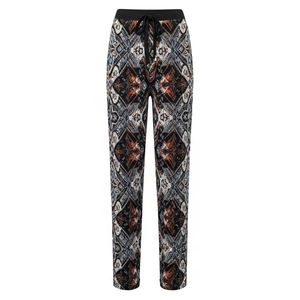 กางเกงถักเอวสูงเอวสูงผ้าสแปนเด็กซ์ยืดหยุ่นได้พิมพ์ลายดิจิทัลระบายอากาศได้ดีผ้าสแปนเด็กซ์ผสมโพลีเอสเตอร์ - Product Image 1