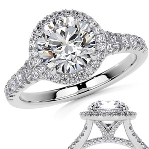 Bague de fiançailles SHREYA DIAM en moissanite, taille brillant rond, sertie à griffes, en argent 925 plaqué rhodium, style classique pour femme - Product Image 1