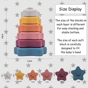 Juego de tazas apilables de silicona sin BPA para bebés, juguetes educativos apilables de estrellas coloridas para chispas de imaginación - Product Image 5