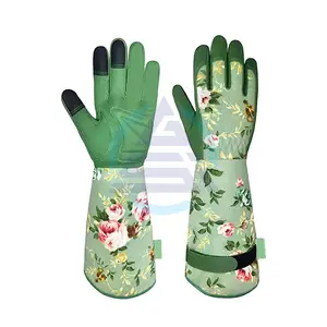 Guantes de jardinería largos de cuero para mujer, protectores ligeros para trabajo en jardín y exterior