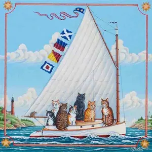 Parker Nautical Art Cat Sailing Accent Tile EP-007AT Home Decorative Tile par POV - Product Image 1