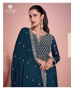 Conjunto Tradicional Maruti Fashion para Mujer, Top Sharara con Dupatta, Bordado Intenso en Seda Chinon, Colección de Exportación para Bodas y Todas las Temporadas - Product Image 4