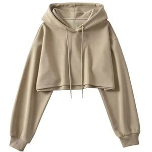 Oversized 380gsm Winter Hoodie for Women Breathable Lined Crop Sweatshirt Hood Thick Fleece Cotton/<b>Bamboo</b> Fiber Sports Shirt - Product Image 1