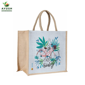 Sac de courses portable en jute avec coton intégré pour les épiceries et les centres commerciaux - Product Image 5