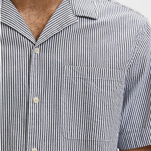 Stylish Stripped <b>Cuban</b> <b>Shirts</b> Short Sleeve Premium Cotton <b>Cuban</b> Collar <b>Shirts</b> Factory Direct Price MOQ Friendly <b>Cuban</b> <b>Shirts</b> - Product Image 4