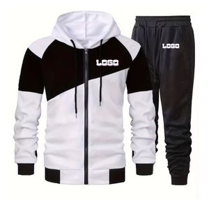 Conjunto Deportivo de Dos Piezas para Entrenamiento y Jogging, Sudadera con Capucha, Bordado Personalizado, Ropa Urbana, 100% Poliéster, Felpa Francesa, Chándal para Hombre - Product Image 3