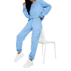 Conjunto de sudadera y joggers de gran tamaño azul de alta calidad personalizado, ropa de abrigo de invierno para hombre con característica transpirable tejida con puños - Product Image 3