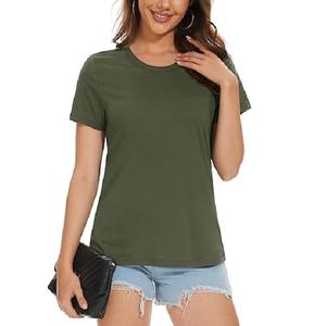 Personalizable 100% algodón Color verde O cuello Regular Fit señoras Camiseta de manga corta con el mejor precio de fábrica de Bangladesh - Product Image 1