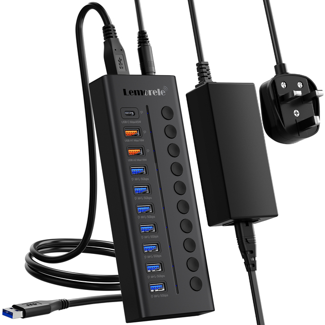 TC120 10 in 1 High-speed USB-A 3.0 Docking Station With Type-C 45W PD USB-A 3.0 18W DC Interface&Adapter