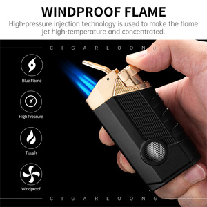 CIGARLOONG Briquet à cigare portable 3-en-1, torche coupe-vent en alliage de zinc, briquet à cigare à haute puissance pour allumer les <span class=keywords><strong>cigarettes</strong></span> - Product Image 3