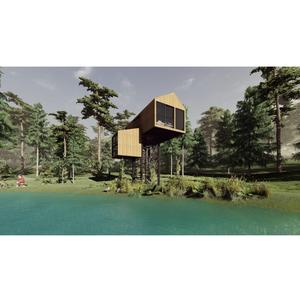 Alta calidad LCB02 28sqm Bungalow Diseño moderno de Vietnam 40HC Material de bambú prefabricado industrial 5 años de garantía Verde - Product Image 2