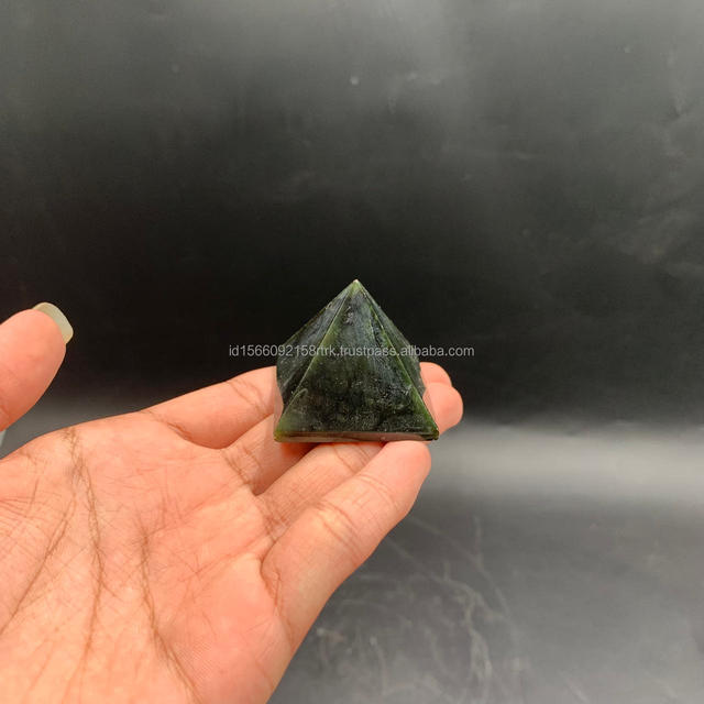 Natural Green Nephrite Jade Carved Pyramid 3 cm Handmade Polished Healing Stone Home Decor Aceh Art Collectible Gift