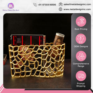 Luxurious Style High Quality Aluminum <b>Gold</b> Plated Rectangle Shape Ring Cut Work Sleeping Flower <b>Vase</b> for Home Decoration - Product Image 4