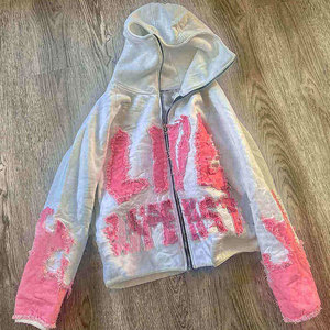 Sudadera con Capucha Vintage con Diseño de Pecho Bordado en 3D, Estilo Nuevo, Estampado Agrietado y Detalles de Costura, Lavada - Product Image 5