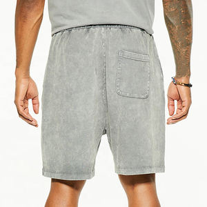 Pantalones cortos lavados con ácido transpirables con servicio OEM para hombre Pantalones cortos con cintura con cordón de peso pesado de último diseño para hombre - Product Image 6
