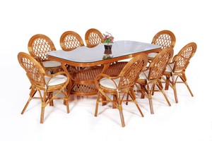 Modern <b>Rattan</b> <b>Dining</b> Set for Commercial Use Restaurant & Villa Long <b>Table</b> - Product Image 2
