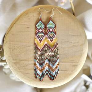 Long Drop Glass Seed Beaded Earrings for Women - Product Image 3